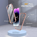Miniatyrbild 2 av 7: Miracase Glass Series Designad för iPhone 14 Pro Max Case 6,7 tum, [2023 Upgrade] Bumper Case med inbyggd 9H härdat glas Scr Clear Pink