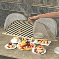 Miniatyrbild 3 av 5: Food Dome Cover | Meshöverdrag för matparaply, andningsbart Dammtät picknickbordsnätöverdrag för serveringsfat utomhus