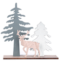 Miniatyrbild 5 av 5: Juldekortion Trä Älg & Tree Silhouette Vinterfestivl Scen DIY a