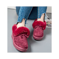 Miniatyrbillede 3 af 5: Mode Kvinder Non On Mokkasiner Plysforede Hold Varm Loafers Röd US 10