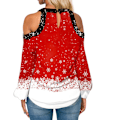 Miniatyrbilde 4 av 5: Ny langermet V-hals bluse med trykk for kvinner Red M