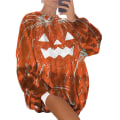 Pikkukuva 6 / 6: Painetut hupparit Paita Halloween Sarjakuva Aave Kasvo Crew Neck Kurpitsa Väri Löysä orange 1 2xl