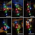 Miniatyrbillede 7 af 8: Lanterner Solar Wind Chimes til udendørs LED-lys, farveskiftende vandtætte Windchimes Unique Outdo