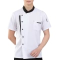 Miniatyrbild 3 av 4: Kockjacka Kockrock Kockuniformer Billiga Toppar Hotell Matlagningskläder XXXL White