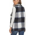 Miniatyrbilde 3 av 5: Dame Vest Slag Åpen Front Buffalo Plaid Ermeløs Cardigan Jakke Kåpe med
