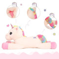 Miniatyrbild 6 av 8: MorisMos Giant Unicorn Gosedjur 32`` Söt mjuk enhörning plyschleksak pink 43" beige 32"