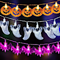 Miniatyrbilde 5 av 5: Halloween 3D Gresskar Flaggermus Lyslenke - 20 LED batteridrevet