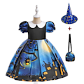 Miniatyrbillede 1 af 5: Piger Halloween Kjole Ferie Casual Heks Græskar Cosplay kostume til børn AWS022 Set A Size 150