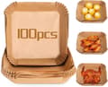 100 papperstallrikar för airfryer, bakplåtspapper, oljeabsorberande papperstallrikar