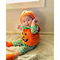 Pikkukuva 5 / 5: Joulu hihaton jumpsuit, söpö pyöreä pääntie Orange three-piece set 100cm