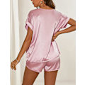 Miniatyrbild 5 av 5: Silk Pyjamas Set för kvinnor Kortärmad satin nattkläder Pj Short Sets Soft