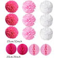 Miniatyrbilde 3 av 7: 19 Stykker Silkepapir Pomponer, Papirvifter og Rosa