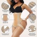 Miniatyrbilde 3 av 4: 2-i-1 Casual High Waist Hip Lifting Shaper Bukser for kvinner Beige XL