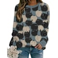 Pikkukuva 1 / 2: Halloween Kurpitsa Kissa Printti Pitkähihainen Pusero 3XL Blue