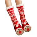 Miniatyrbild 1 av 5: 1 par Golvstrumpor Sherpa Foder Förtjockad Stretchy Soft Comforta White  and  Red