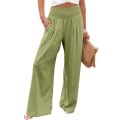Miniatyrbilde 1 av 5: Dame sommerbukser Lommer øse Casual Wide eg ounge Yellow Green L