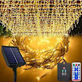 Miniatyrbillede 1 af 4: AUFUN Udendørs Solcelle Lysstreng, 10M 400 LED Solcelle Lysstreng med fjernbetjening 8 tilstande til juledekoration