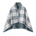 Miniatyrbild 1 av 4: Kvinnors Multiway Rutig Poncho Sjal Wrap Fleece Bärbar Filt Ultra Mjuk Sherpa Flanell Cape（Ljusblå） qd light blue