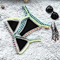 Miniatyrbild 1 av 5: Virkade badkläder för stickade baddräkter för kvinnor Neopren Bikini Beachwear Boho stil baddräkt tvådelade baddräkter Black A L