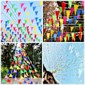 Miniatyrbild 3 av 5: 80 m, Bunting coloré de partie Drapeau triangel Chaîne de