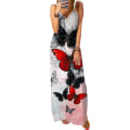 Miniatyrbilde 1 av 3: Damekjole 3D Sommerfugler Print Elegant lang kjole for fest C XL