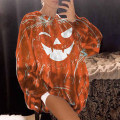 Pikkukuva 3 / 5: Painettu Huppari Halloween Sarjakuva Kummitus Kasvo Crew Neck Kurpitsa Väri Löysä orange 2 s