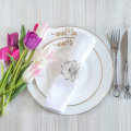 Miniatyrbild 3 av 5: Set med 12 legeringsservettringar med ihåliga blomma servettringar för