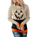 Miniatyrbild 5 av 7: Kvinnor långärmad Halloween-pumpa-tröja med tröja med huva Orange XL
