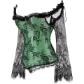 Miniatyrbilde 2 av 5: Korsetter for kvinner Overbust Bustier Topp Gotisk Sexy Skulder 8127green M