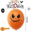 Pikkukuva 3 / 5: 30 kpl Halloween-lateksipalloja - kummitus-hämähäkkikuvioita juhlakoristeluun