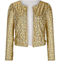 Miniatyrbillede 2 af 5: Dame Pailletjakke Åben Front Jakke Party Jul Pufærme Glitrende Frakker Gold XL