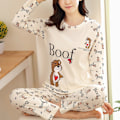 Miniatyrbild 1 av 7: Långärmad pyjamas för kvinnor, 2-delad byxset för kvinnor Set care bear M