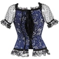Miniatyrbilde 3 av 5: Korsetter for kvinner Overbust Bustier Topp Gotisk Sexy Skulder 8108blue 4XL