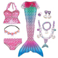 Miniatyrbild 2 av 5: Fantasy Barn Sjöjungfru Svansar Simning Fest Kostymer Halloween Little Mermaid Flickor Baddräkt Bikini Set Baddräkt
