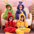 Miniatyrbild 5 av 6: Teletubbies Pyjamas Vuxna barn pojkar flickor söta flickor tecknade hemkläder vinter förtjockning varm Green 130 130-140cm