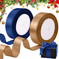 Miniatyrbild 1 av 5: 22 M x 2 rullband för presentförpackning, satin julband fo