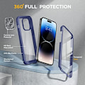 Miniatyrbild 3 av 8: Miracase Glass Series Designad för iPhone 14 Pro Max Case 6,7 tum, [2023 Upgrade] Bumper Case med inbyggd 9H härdat glas Scr Gem Blue