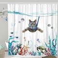 Duschdraperi 180 x 180 cm Dykande Katt Hav
