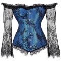 Miniatyrbilde 1 av 5: Korsetter for kvinner Overbust Bustier Topp Gotisk Sexy Skulder 8127blue M