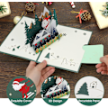 Pikkukuva 4 / 5: 3D Pop Up -joulukortti, kaunis joulupukki-onnittelukortti kirjekuorella (hiihto)