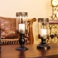 Miniatyrbild 3 av 5: Vintage look mångsidig metallisk blommönster ljushållare black small