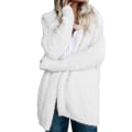 Miniatyrbild 1 av 3: Damrock Cardigan Fleece Hoodie Tunn Lös Jacka Vit 4XL