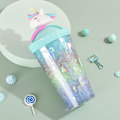 Miniatyrbilde 4 av 8: Unicorn Ice Cup vannflaske Gradient Girl Heart e Straw Cup Orange