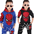 Miniatyrbild 1 av 4: Barn Pojkar Spiderman träningsoverall Set Huvtröja + Joggingbyxor Sweatshirt Sportoutfit Kostym Barn Superhjältekläder Black 4-5 Years