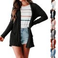 Miniatyrbillede 4 af 4: Dame Cardigan i ensfarvet med åben front Caramel L