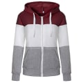 Miniatyrbild 1 av 2: Huvtröjor för kvinnor färgblock huvtröja Basic dragkedja Jerseyjacka långärmad topp med fickor Plus Size Red gray M
