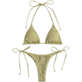 Miniatyrbillede 1 af 5: Damegrime Triangel Bikini Ribbet String Smockede Badetøj Fræk Thong