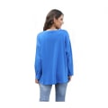 Miniatyrbilde 4 av 5: Løs Drop Shoulder Sleeve V-Neck Solid Topp XL