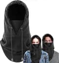 Miniatyrbillede 1 af 3: Multifunktionel Vinterfleece Balaclava Hue + Halstørklæde + Halsvarmer til Mænd og Kvinder Tøj til Ekstrem Kulde, Sort, One Size