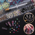 Miniatyrbild 2 av 11: Oregelbundna Rhinestones Flatback Nail Jewels 3D-dekorationer Diamantliknande stenar Gems Set för Nail Art DIY Flat Strass 15